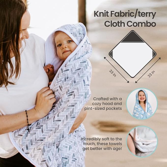 Copper Pearl Hooded Bath Towels Premium Knit/Terry Cloth Baby Towels with Hood, Pockets, and Cool Designs - Great to Gift and Make Bath Time Fun - Baby Bath Towel, Jo
