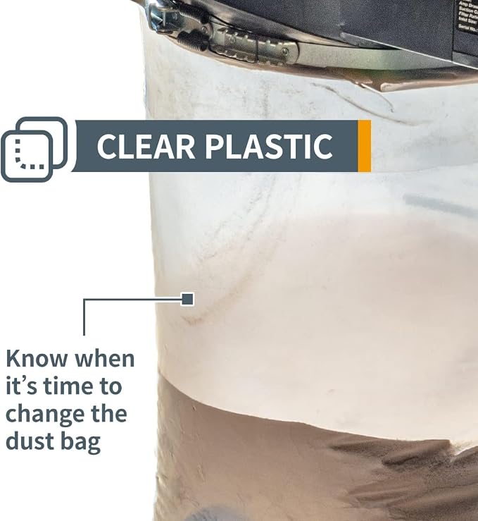 POWERTEC 70426 Dust Collector Bags and Clamp Set | 21" x 31" x 1 Micron Filter - Image 7