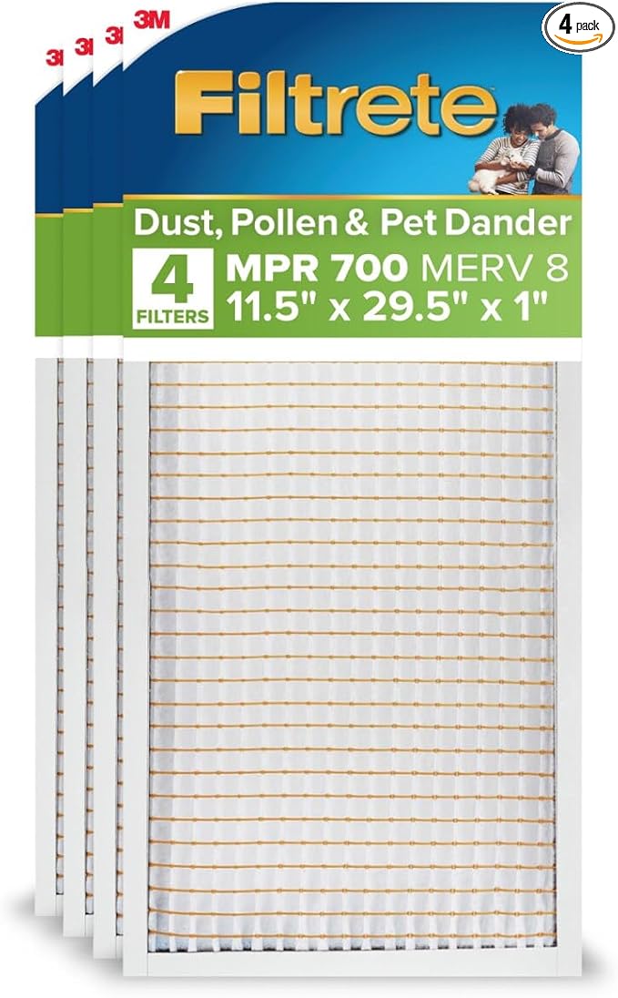Filtrete 11.5x29.5x1 AC Furnace Air Filter, MERV 8, MPR 700, Tough on Pollen by Filtrete