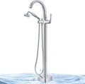 Free Standing Tub Faucet, Jabbol Luxury Freestanding Bathtub Faucet with Sprayer, Brass Bathroom Floor Mount Tub Filler, Polished Chrome (JB-8811CP)