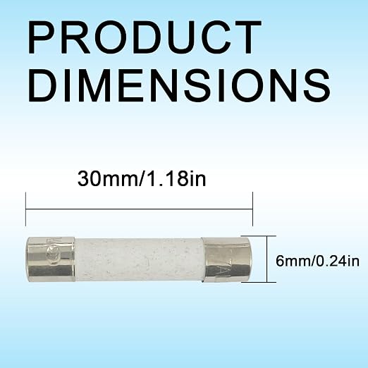 5-Pack 6x30mm 7A 250V Fuse for Low Power Dryers and Appliances | Fast-Blow - Image 2