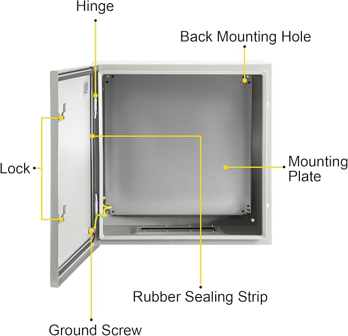 VEVOR NEMA Steel Enclosure, IP66 Waterproof & Dustproof, Outdoor/Indoor - Image 9