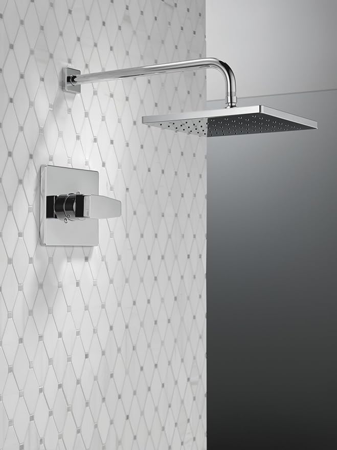 Delta Modern 14 Series Square Rain Shower Faucet Set, Brushed Nickel Shower Head and Handle Set, Valve Trim Kit, Spotshield Stainless T14268-SP-PP (Valve Not Included)