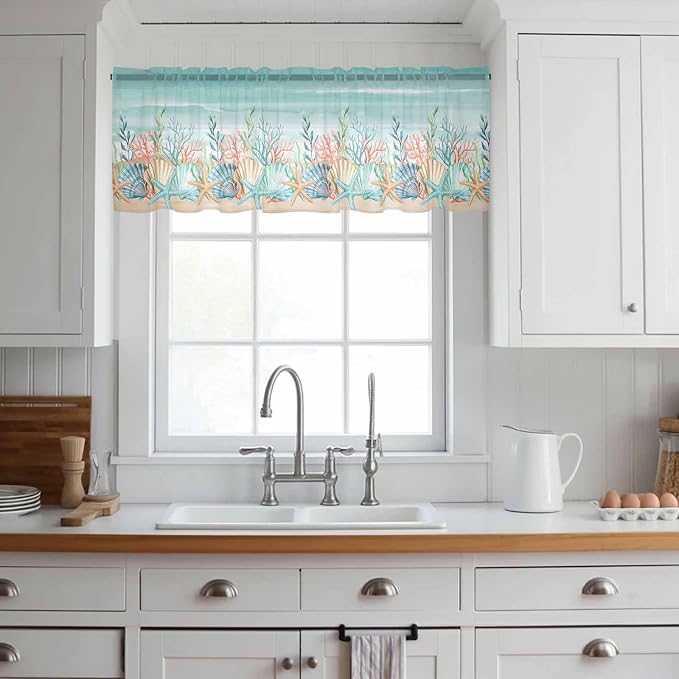Summer Beach Sheer Valance Curtains - Image 2