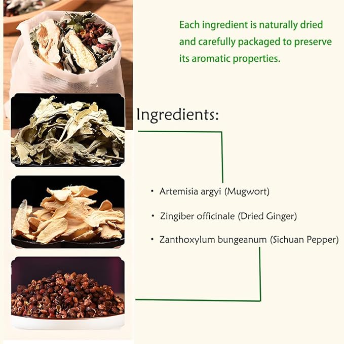 Mugwort Ginger Herb Foot Soak Bags 31.7OZ,Lymphatic Drainage Chinese Herbal Wormwood Leg Foot Bath Bag, Chinese Herbal Foot Bath Spa Kits Foot Reflexology Relax
