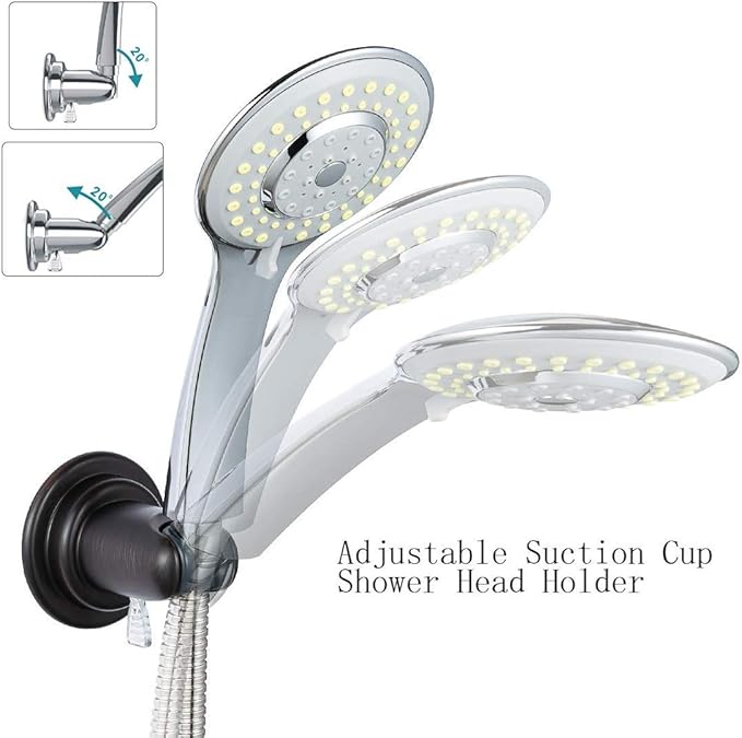 JiePai Vacuum Suction Cup Shower Head Holder,Adhesive Adjustable Suction Handheld Shower Holder Bracket,Removable Wall Mount Head Holder for Bathroom,Oil Rubbed Bronze