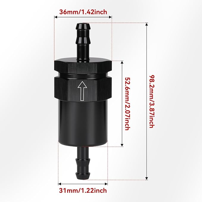 1/4" Billet Inline Fuel Filter 30 Micron Aluminum Black - Image 2