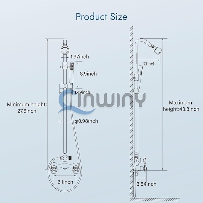 Matte Black Wall Mount Outdoor Shower Kit with Hand Held Spray Two Cross Handles with Adjustable Slide Bar Two Function Exposed Shower Faucet System
