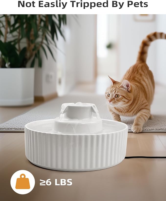 Ceramic Cat Water Fountain, 2.1L/71oz Cupcake Pet Water Fountain - Image 3