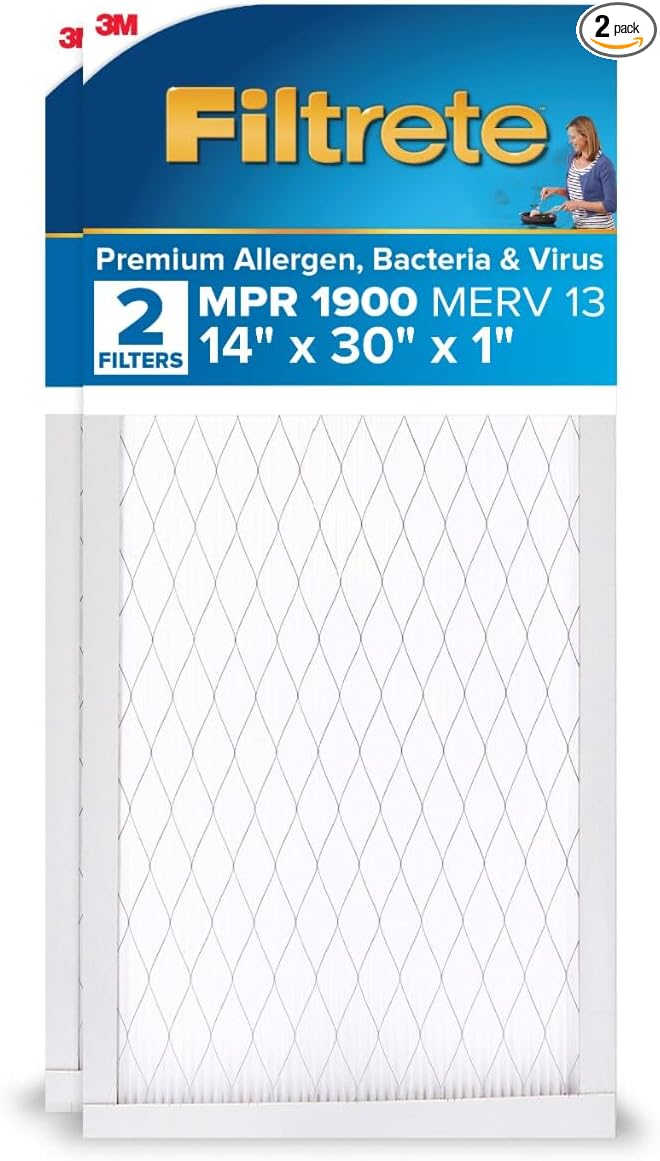 Filtrete 14x30x1 AC Furnace Air Filter, MERV 13, MPR 1900, Premium Allergen by Filtrete