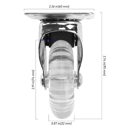 3 Inch Swivel Caster Wheels Set of 4, 800lbs Clear Polyurethane Plate Casters - Image 2