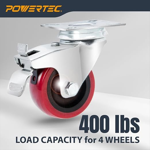 POWERTEC 2 Inch Swivel Caster Wheels Set of 4 - Image 6