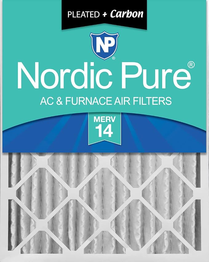 Nordic Pure 16x20x4 Pleated Air Filters MERV 14 Plus Carbon 1 Pack by NordicPure