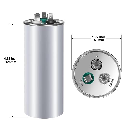 FOCSPROD 40+5 uF 40/5 MFD ±6% 370V/440V CBB65 AC Capacitor, Dual Run Round - Image 2