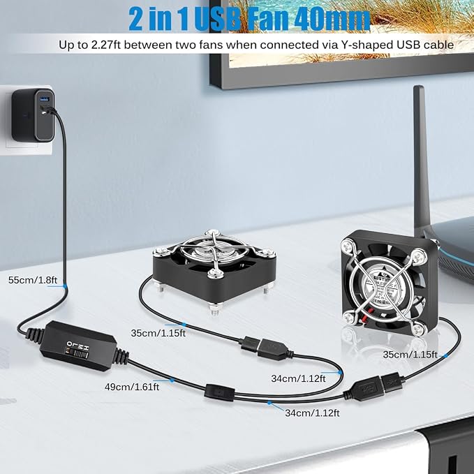 GDSTIME 2-Pack Quiet 40mm USB Fans - Image 5