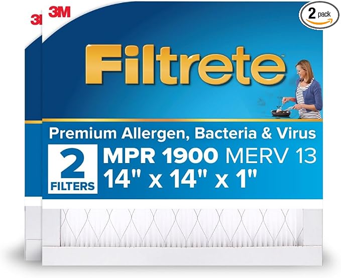 Filtrete 14x14x1 AC Furnace Air Filter, MERV 13, MPR 1900, Premium Allergen by Filtrete