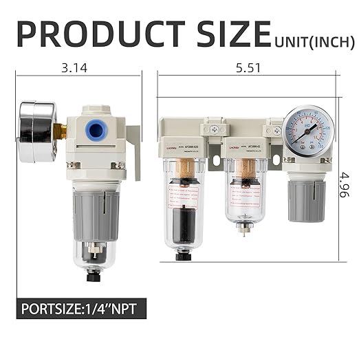 Air Pressure Regulator 1/4 NPT, Air Compressor Water Separator, Air Compressor - Image 3