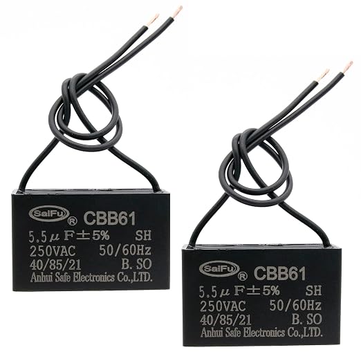 CBB61 Capacitor 5.5uf 250V AC Ceiling Fan 2 Wire 50/60Hz by AKZYTUE