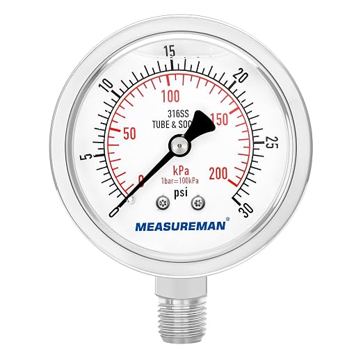 MEASUREMAN Fully Stainless Steel Hydraulic Glycerin Filled Pressure Gauge by MEASUREMAN
