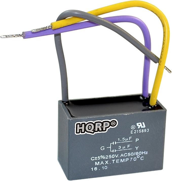 HQRP Ceiling Fan Capacitor CBB61 1.5uf+3uf 3-Wire UL Listed Plus HQRP Coaster by HQRP