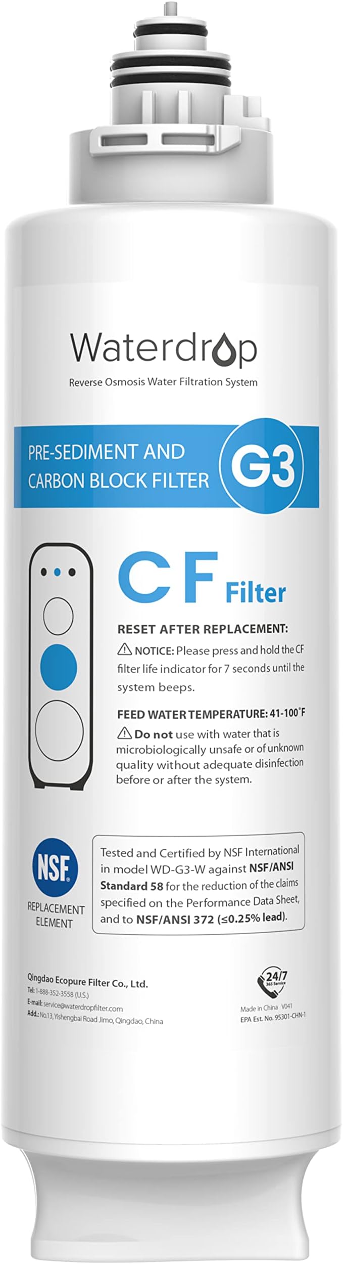 Waterdrop G3-N1CF Filter, Replacement by Waterdrop