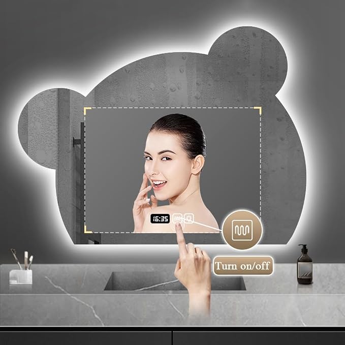 LTSRLL LED Vanity Mirror Cute Bear Decorative Mirror - Image 4