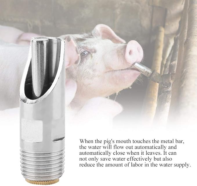 Automatic Pig Drinkers, 5 Pieces Thread Stainless Steel Automatic Pig Nipple - Image 6