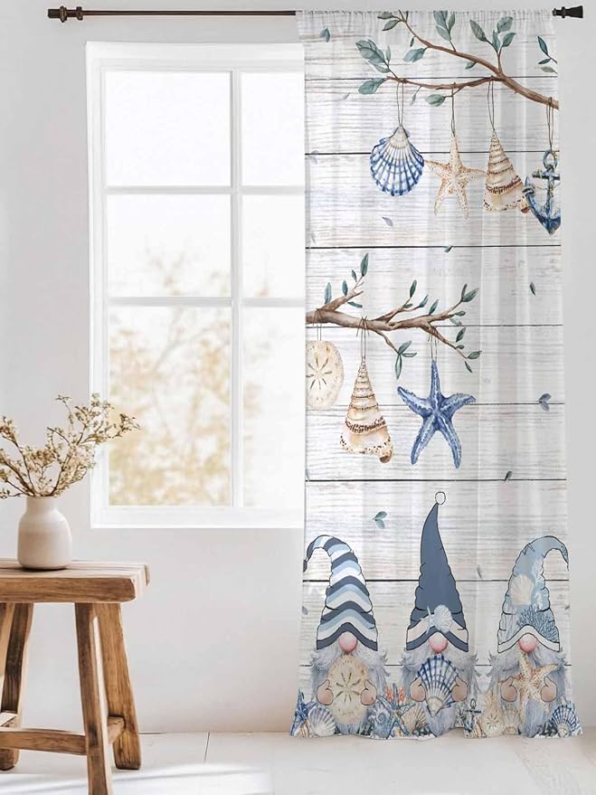 Sheer Curtains 108 Inches Long, Coastal Eucalyptus Semi Sheer Curtains Light - Image 3