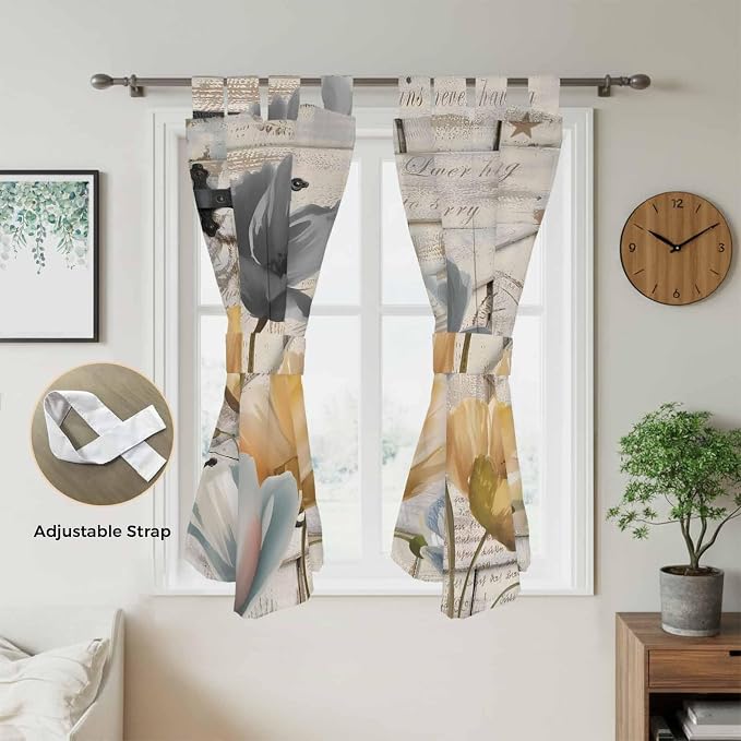 Spring Tulips Flower Bedroom Curtains 72 Inch Length, Window Curtains Tab Top - Image 5