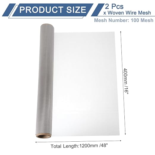uxcell 2Pcs 100 Mesh 48" x 16" Woven Wire Mesh, 304 Stainless Steel Air Vent - Image 2