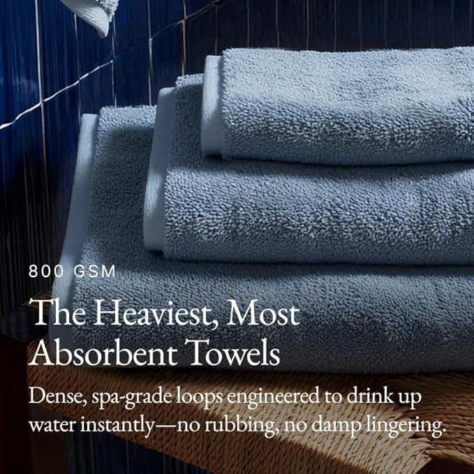 Italic Ultraplush 100% Australian Cotton Hand Towels - Set of 2 Luxury Hand Towels, Ultra Soft and Highly Absorbent 800GSM for Bathroom,Shower, Hotel, and Spa (Glacier)