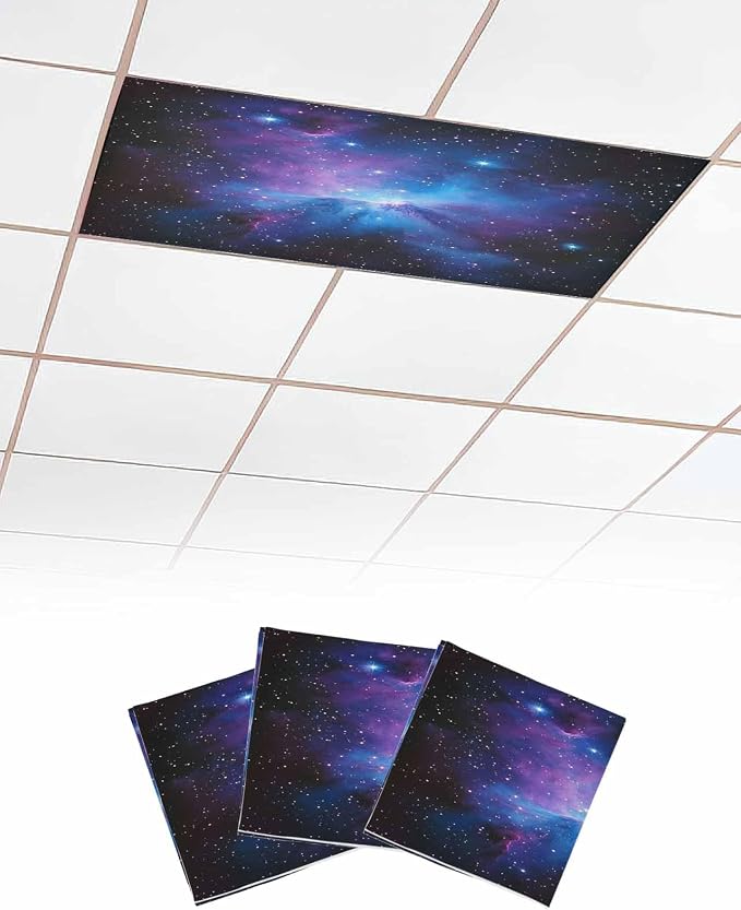 Yukro 3 Pack Starry Sky Fluorescent Light Covers Dark Blue and Purple Space by Unknown
