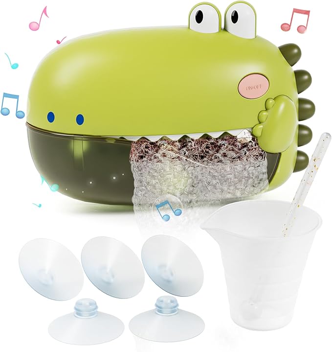 Lehoo Castle Baby Bath Toys, Bath Bubble Machine for Kids, Automatic Bubble Maker Toddler Bathtub Toy with 12 Melodies, Dinosaur Bath Toys for Boys Girls