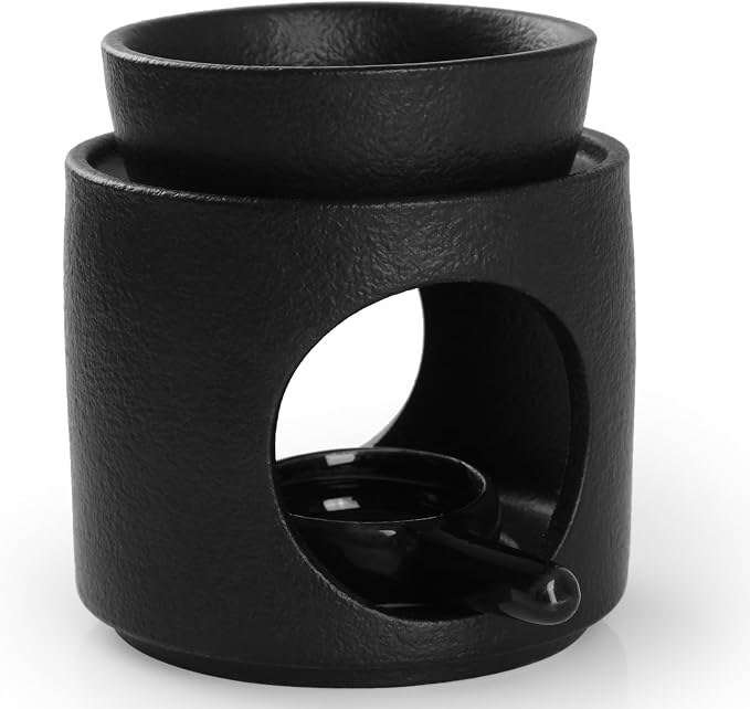 WD&CD Wax Melt Ceramic Oil Burner Black, Aroma Diffuser Essential Oil Burner - Image 6