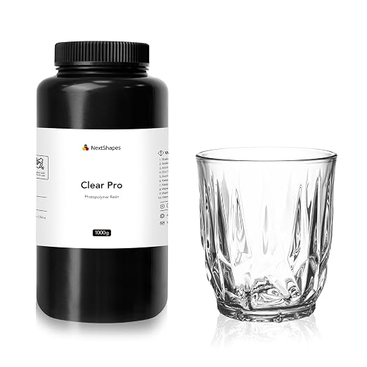 Clear Pro 3D Printer Resin, Glass-Like Ultra High Transparency, Non-Yellowing & by NextShapes