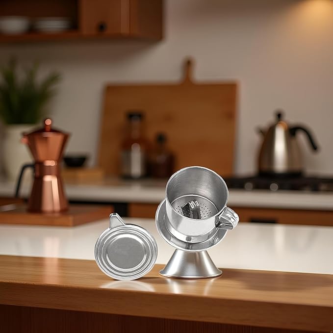 2 Sets Vietnamese Coffee Filter Stainless Steel Coffee Pot Drip Infuse Cup - Image 2