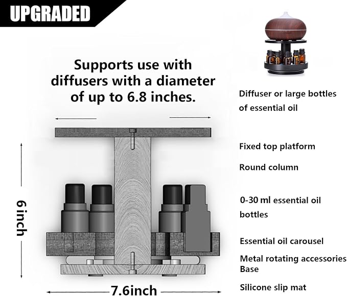 TJ.MOREE Bamboo Essential Oil Organizer 2-Tier Carousel Holder, Fits 5 ml to 30 - Image 3
