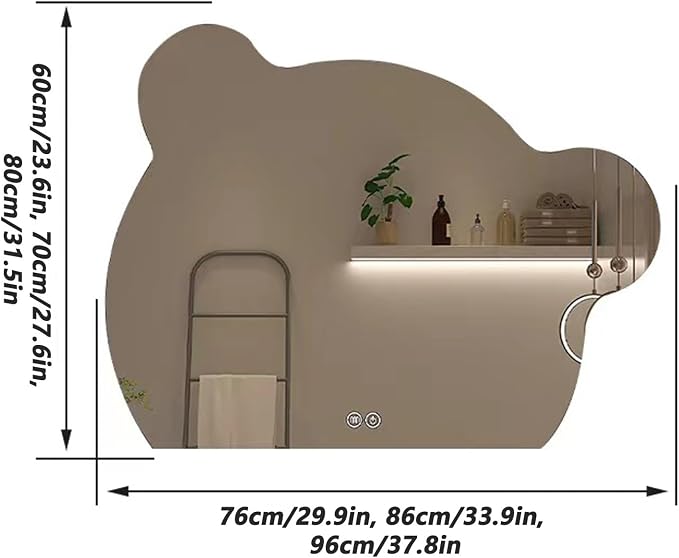 Cute Bear Wall Mirror, Wall Mounted Multifunction Bathroom Vanity Mirror - Image 2