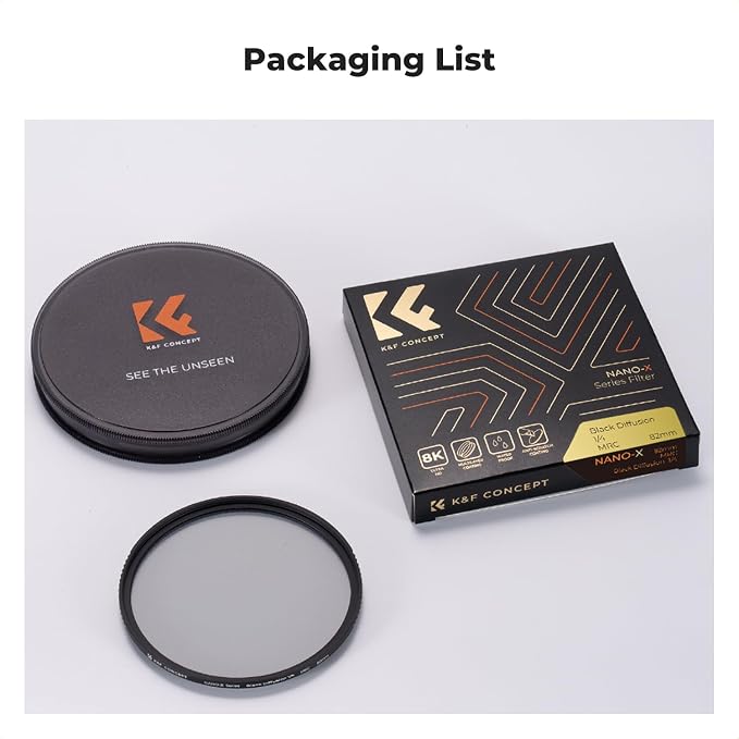 K&F CONCEPT 82mm Black Diffusion 1/4 Filter Mist Cinematic Effect Filter - Image 7