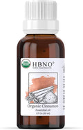 HBNO Organic Cinnamon Leaf Essential Oil - 1 oz (30ml) Travel Size - USDA Certified Organic Cinnamon Essential Oil, Perfect for Aromatherapy, Soap Making, DIY, Fragrances, Diffuser.