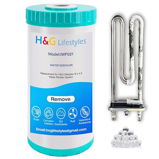 H&G Lifestyles 10" x 4.5 Water Descaler, Anti Scale Phosphate Filter Saltless by HGLifestyles