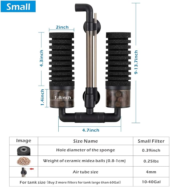 hygger Sponge Filter, Aquarium Filter Double Sponge Replaceable Media - Image 6