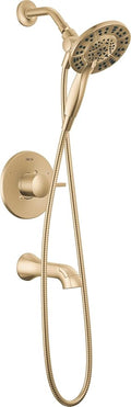 Delta Faucet Albion 14 Series Single-Handle Tub and Shower Faucet Set, Gold Shower Trim Kit with 4-Setting In2ition 2-in-1 Dual Shower Head, Champagne Bronze T144855-CZ-I (Valve Not Included)