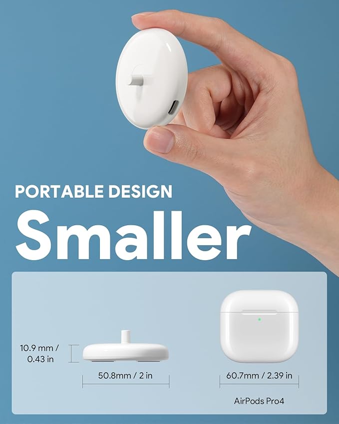 Portable Charger Base Compatible with Philips Sonicare Electric Toothbrush HX Series, Ultra-Thin Type C Travel Charger for Philips HX3000/ HX6000/ HX8000/ HX9000 Series, White