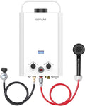 Propane Water Heater, 1.58GPM 6L Portable Tankless Water Heater with Handle & Overheating Protection, Propane Gas, Instant Hot Water for RV Camping, Outdoor Shower (WHITE)