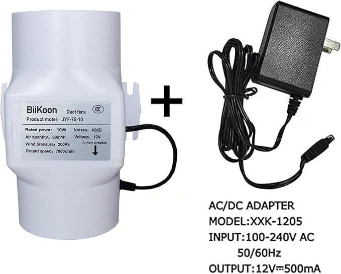 3 Inch 53 Cfm Inline Duct Ventilation Fan HVAC Exhaust Intake Fans 12V 10W Vent - Image 4