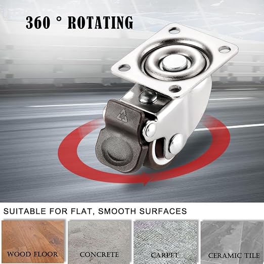 Small Caster Wheels 1 Inch, Low Profile 360 Degree Swivel Casters Set of 4 - Image 5