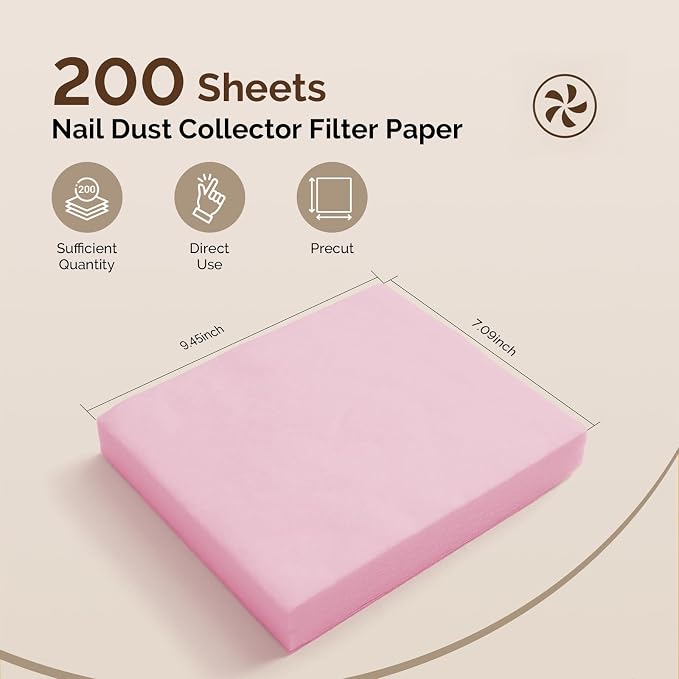 MelodySusie 200 Sheets Nail Dust Collector Filter Paper, Disposable Dust Vacuum - Image 2