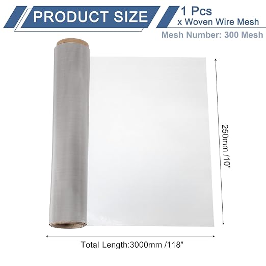 uxcell 300 Mesh 118" x 10" Woven Wire Mesh, 316 Stainless Steel Air Vent Filter - Image 2