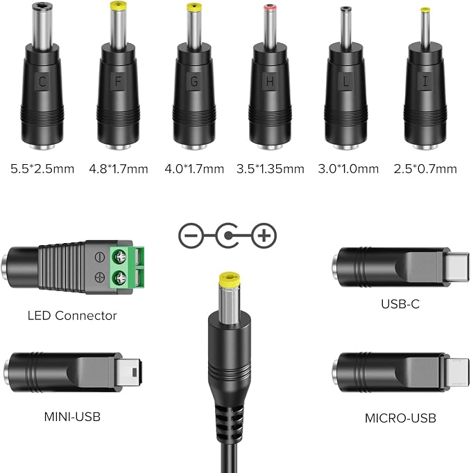Powseed 34W 3V 4.5V 5V 6V 7.5V 9V 12V DC Car Charger - Image 3